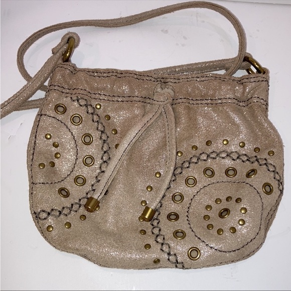 Fossil Glittery Cream Boho Studded Crossbody Bag - Picture 3 of 10